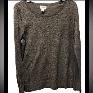 Old Navy Knit Top Shirt Large Gray Marled Long Sleeve Crew Neck Ladies MINT